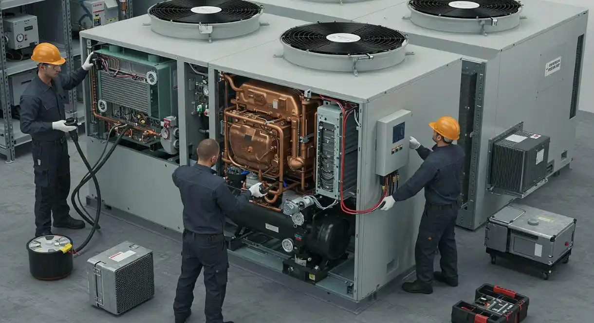 Koriel Group engineers installing and commissioning refrigeration automation system at industrial cold storage facility