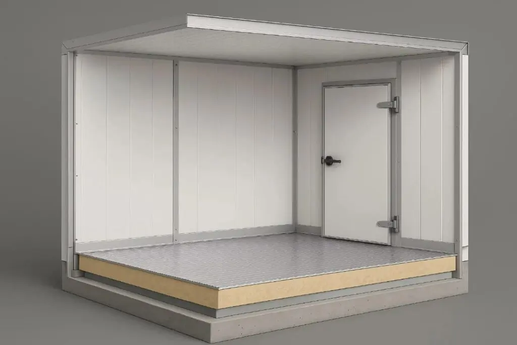 Commercial cold room constructed with insulated sandwich panels