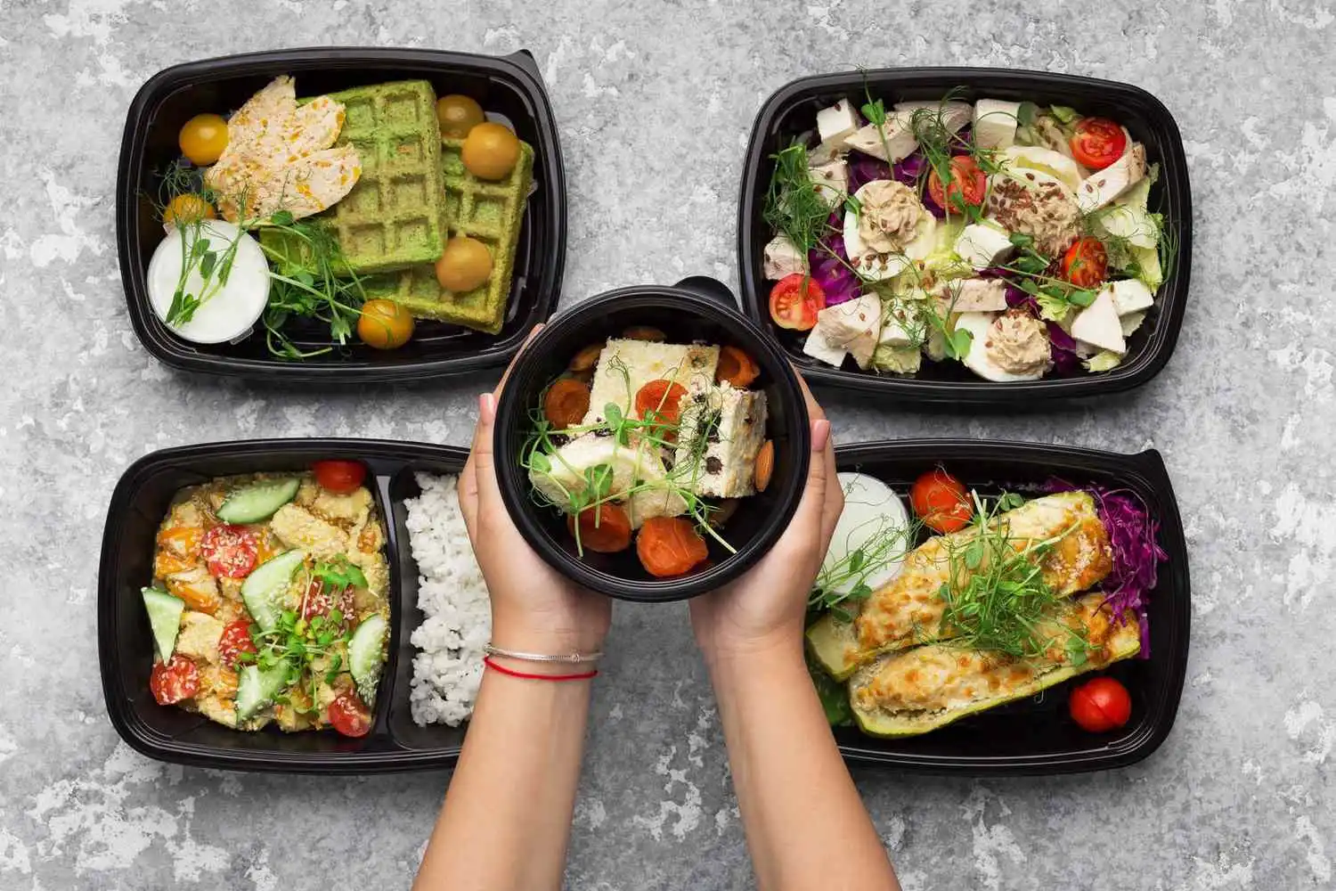 Blast frozen ready meals in containers