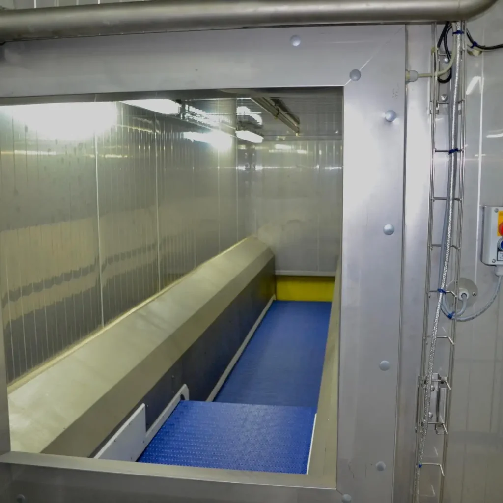 Inside view of the Unidex TZF 1500M IQF tunnel